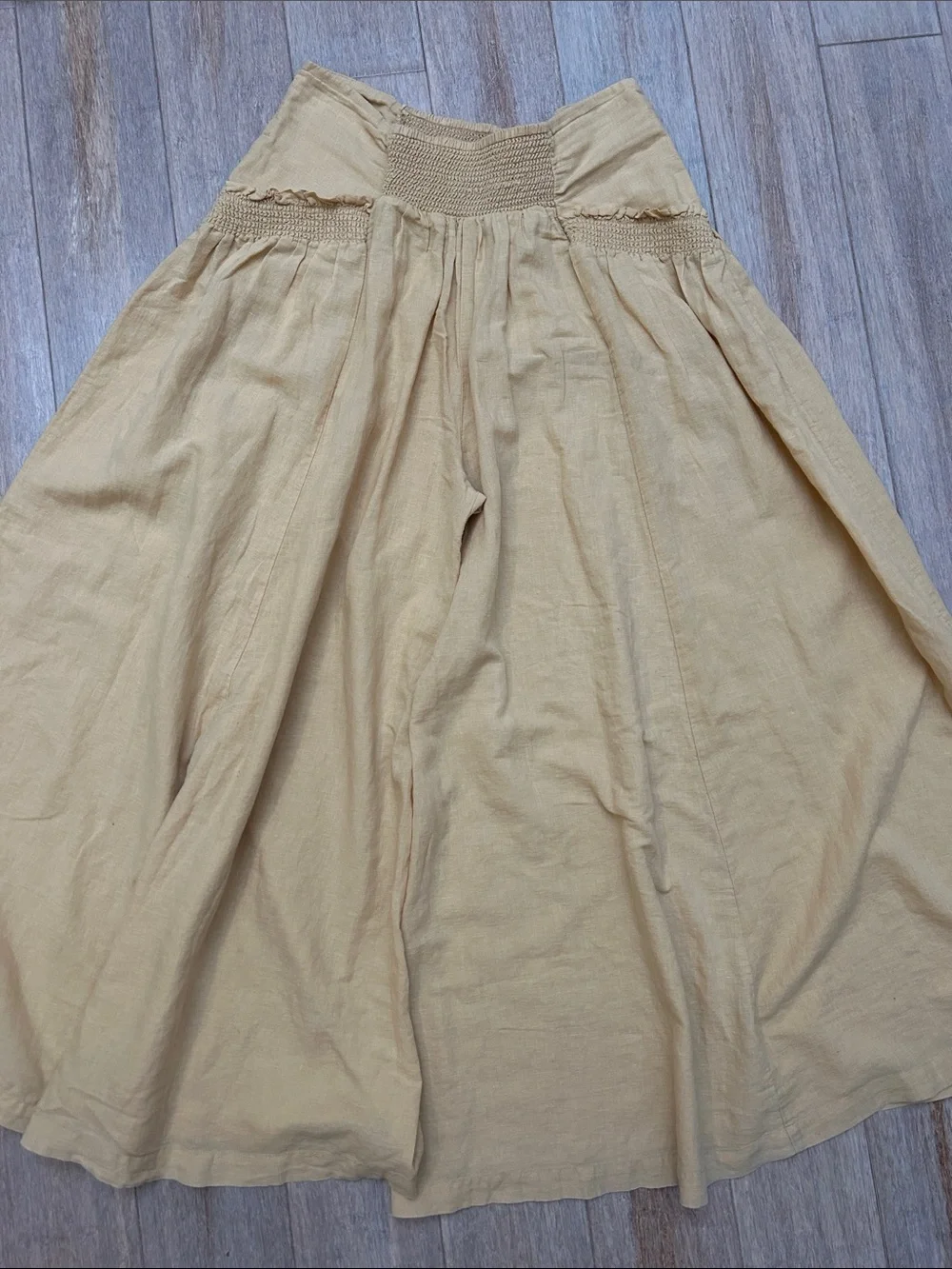 Free People Linen Blend Wide-Leg Pull-On Pants in Mustard Yellow size XS